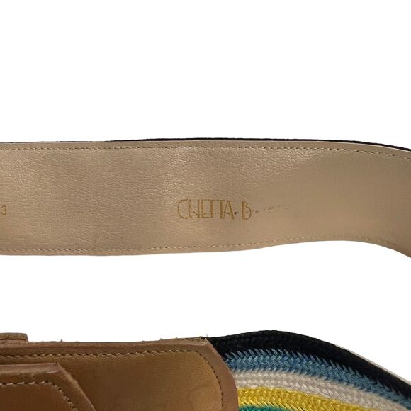Chetta B Brown Leather Buckle Rainbow Striped‎ Belt - Picture 3 of 5